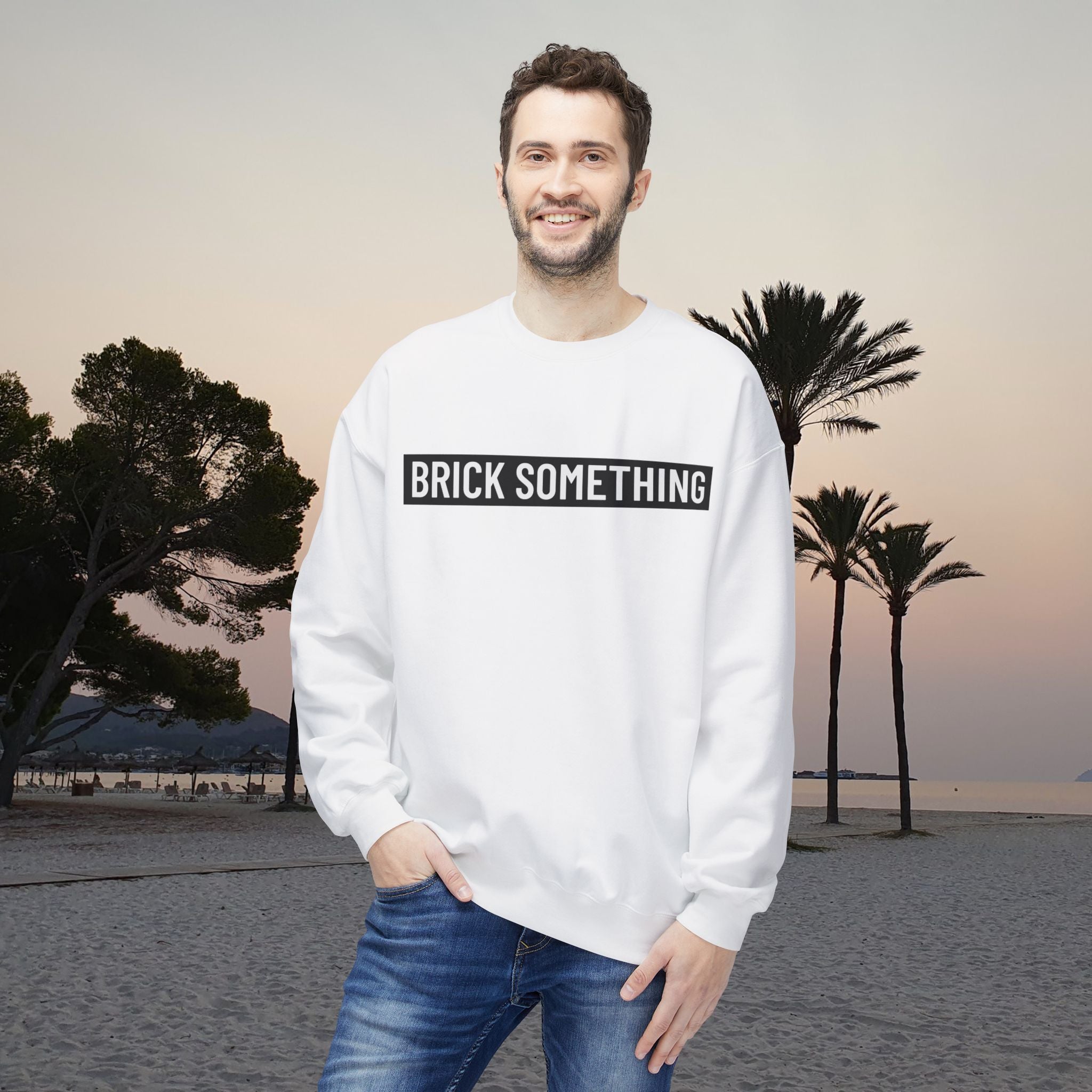 Brick Something Schriftzug Sweatshirt Männer