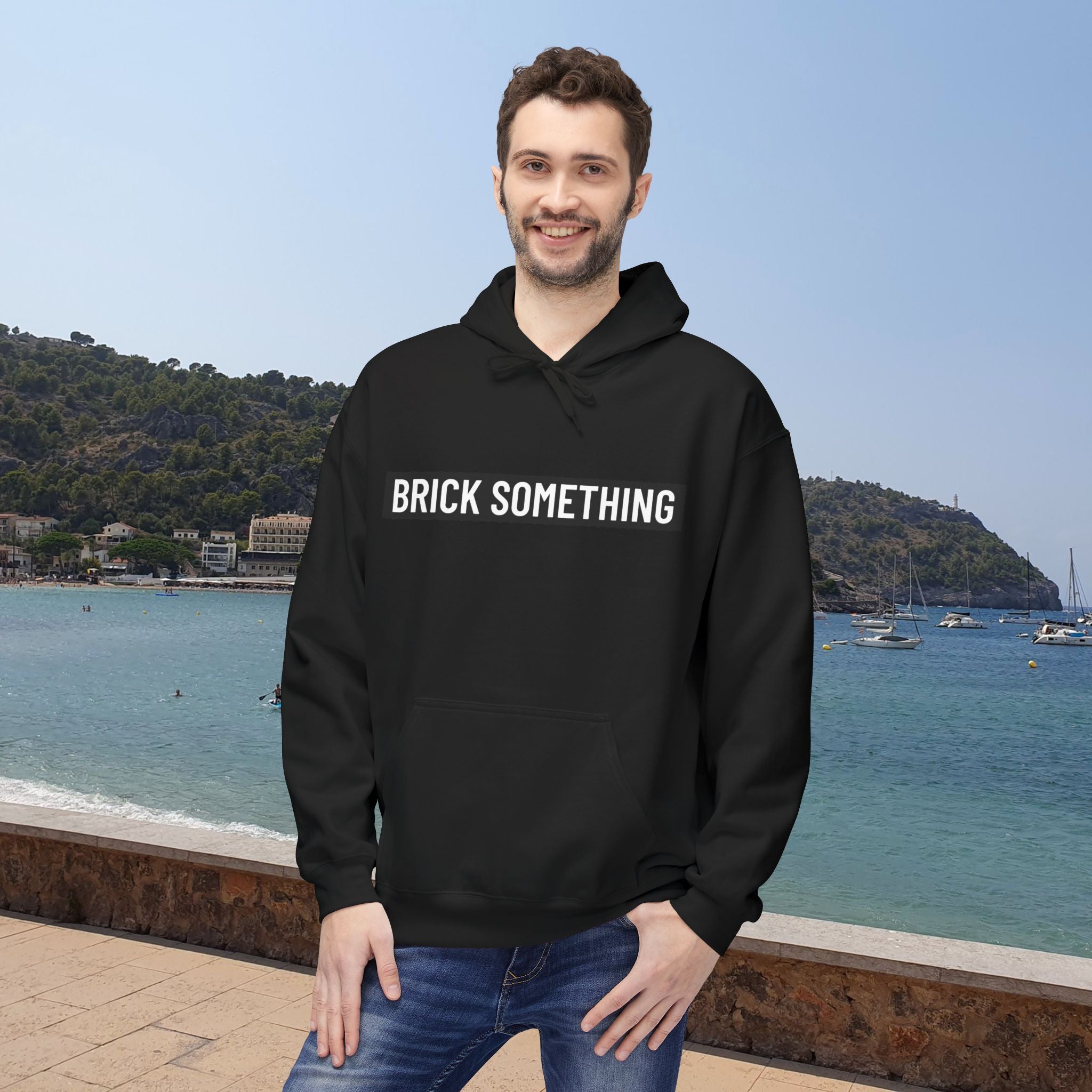 Brick Something Schriftzug Hoodie Männer