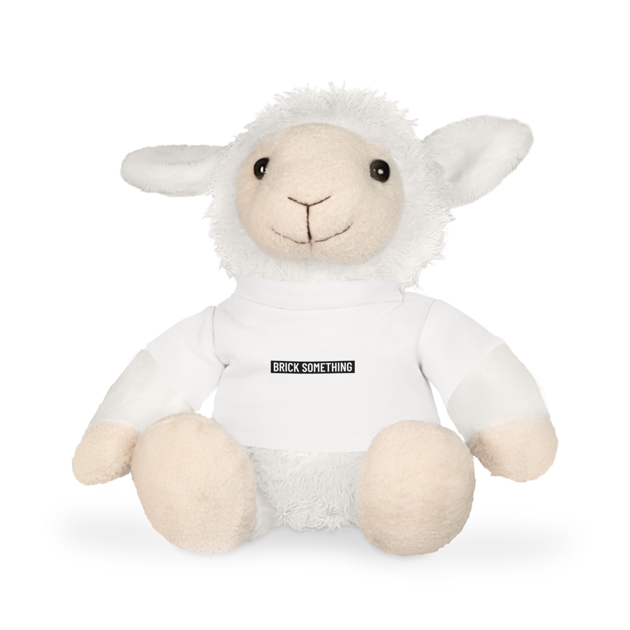 Kuscheltier mit Brick Something Schriftzug Motiv