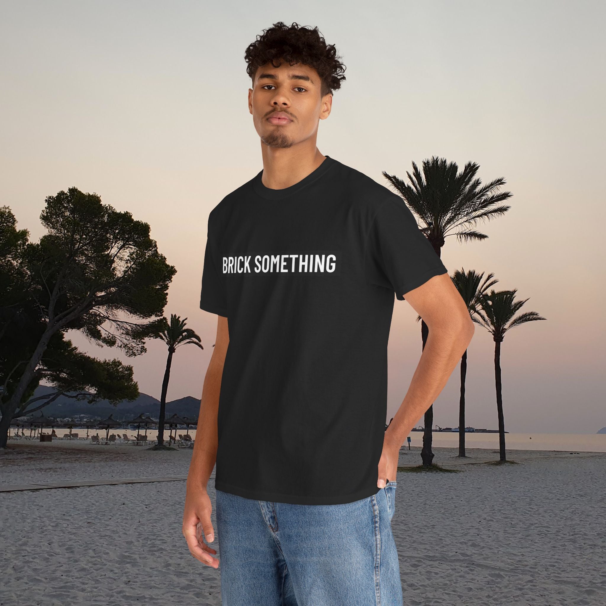 Brick Something Schriftzug T-Shirt Männer