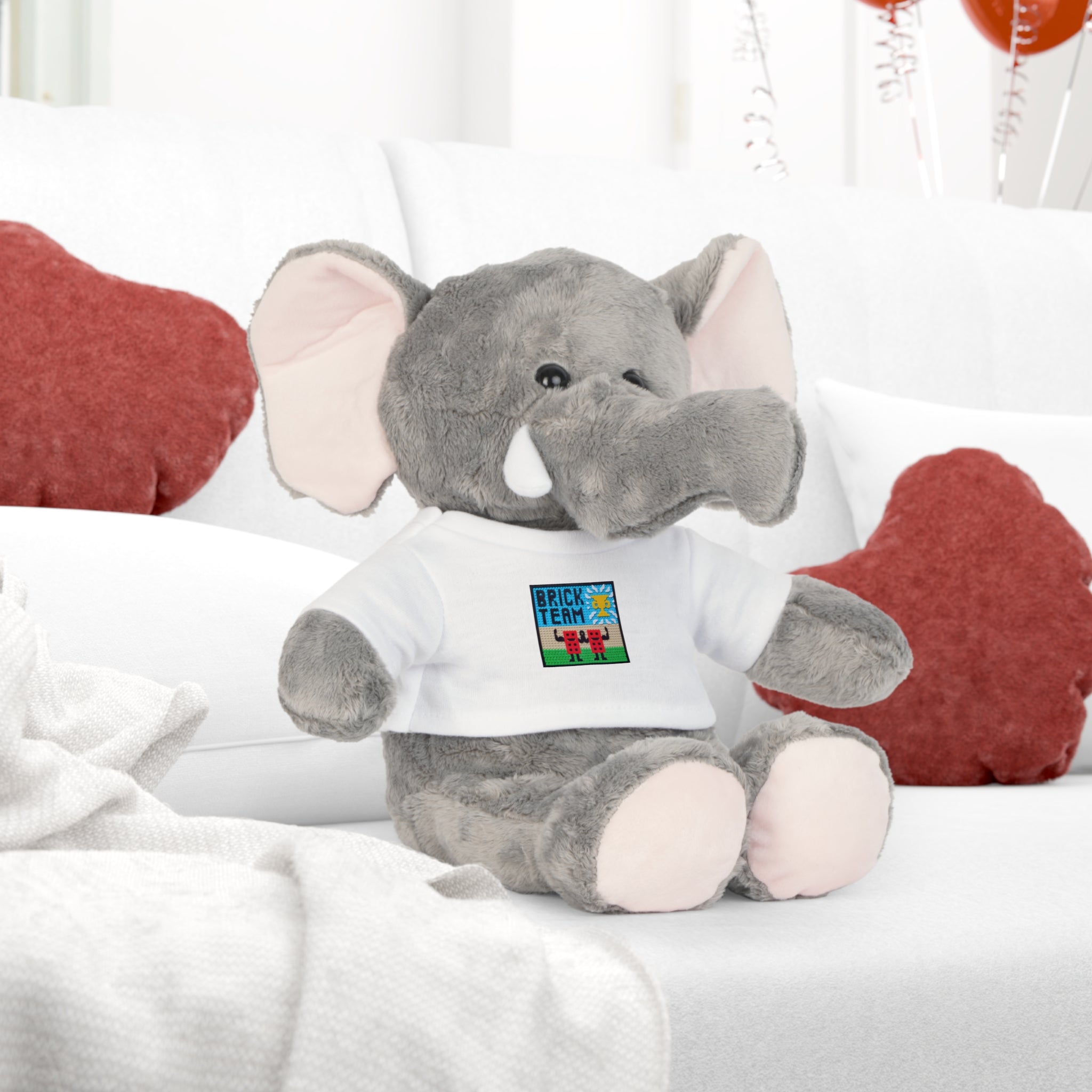 Kuscheltier mit Brick Team Motiv