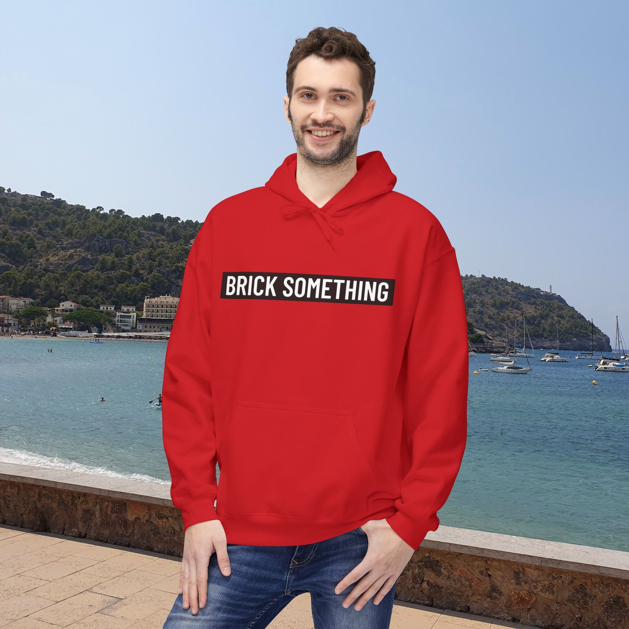 Brick Something Schriftzug Hoodie Männer