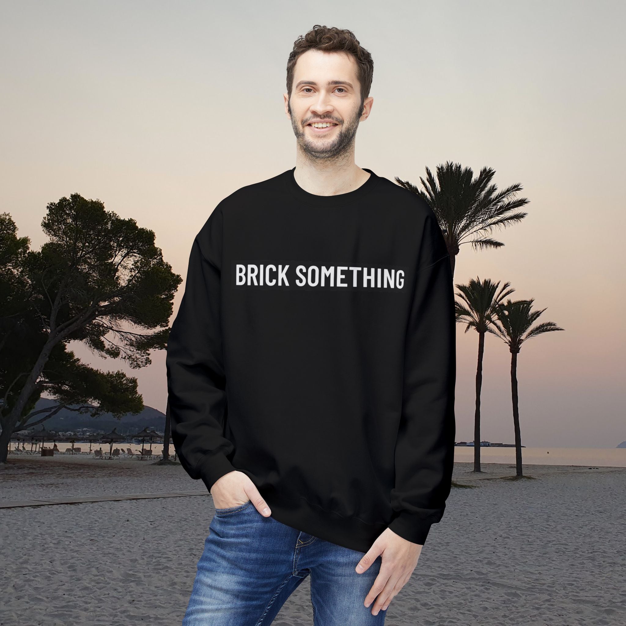 Brick Something Schriftzug Sweatshirt Männer